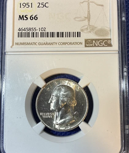 1951 Washington Silver Quarter 25C NGC MS66