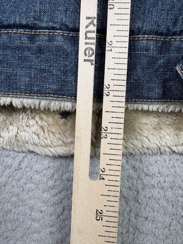 Abercrombie & Fitch Jacket Womens Large Blue Denim Faux Fur Lined Sherpa Collar - Picture 11 of 13