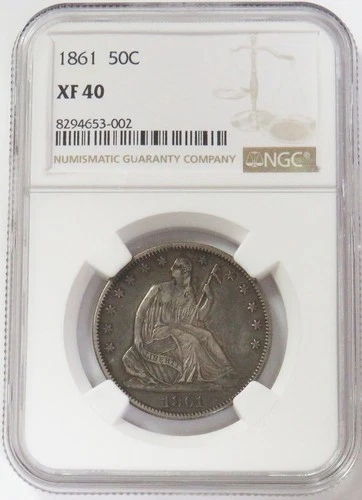 1861 SEATED LIBERTY HALF DOLLAR NGC XF 40