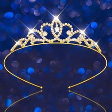 Rhinestone Tiara Princess Tiaras and Crowns Crystal 1 Count Pack of 1 Gold