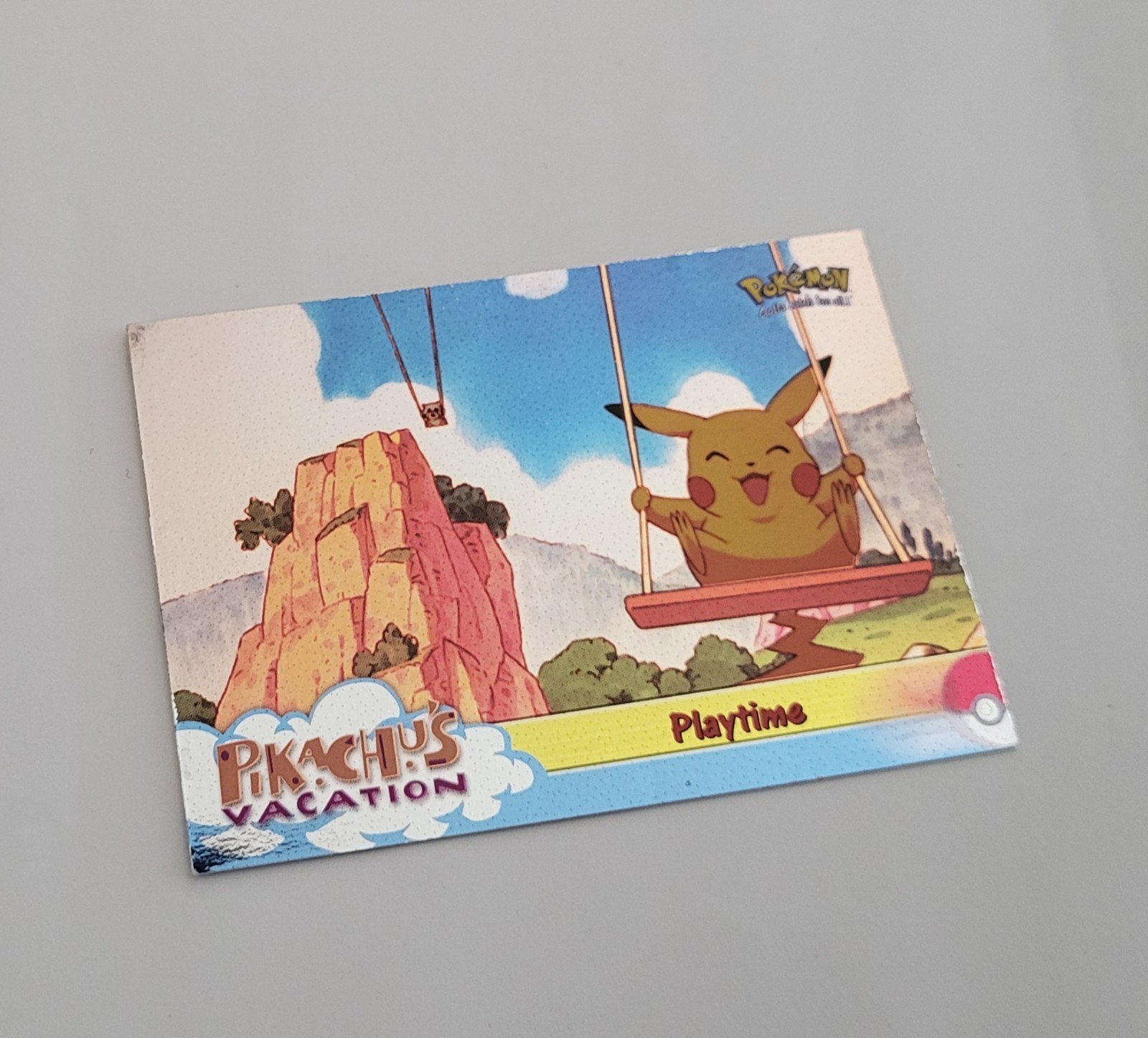 Pokemon Topps Playtime Holo Foil 57 Black Logo Trading Card Pikachu's Vacation