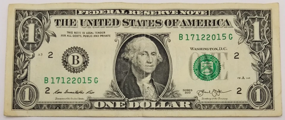 Birthday Note US Dollar December 17, 2015 Fancy Serial Number $1 Series 2013 B G - Image 4 of 4