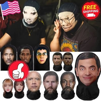 Realistic 3D Face for Men Women Cosplay Mask Full Face Hip Hop Balaclava Hood Ha