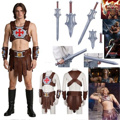Masters of the Universe He-Man Warrior Cosplay Halloween Tops Skirt Adults/Props