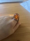 Vintage Baltic Amber Sterling Silver Ring