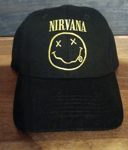 Nirvana - Black Smiley Face Logo Adjustable Snapback Rock Band Hat Cap (NEW) - 第 1/2 張圖片