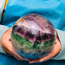 5.96LB Natural fluorite Ball Quartz Crystal Mineral Reiki healing