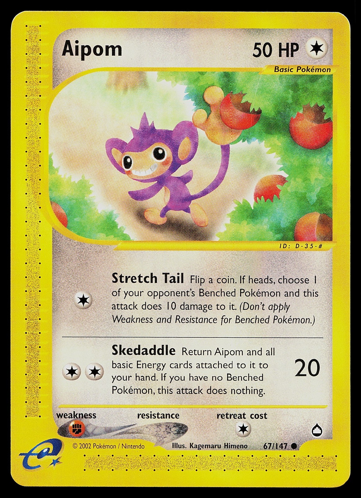 Pokemon Card - Aipom Aquapolis 67/147 Common