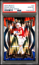 2024 Panini Select #27 Drake Maye Red & Blue Shock Prizm Rookie PSA 10 GEM #PM