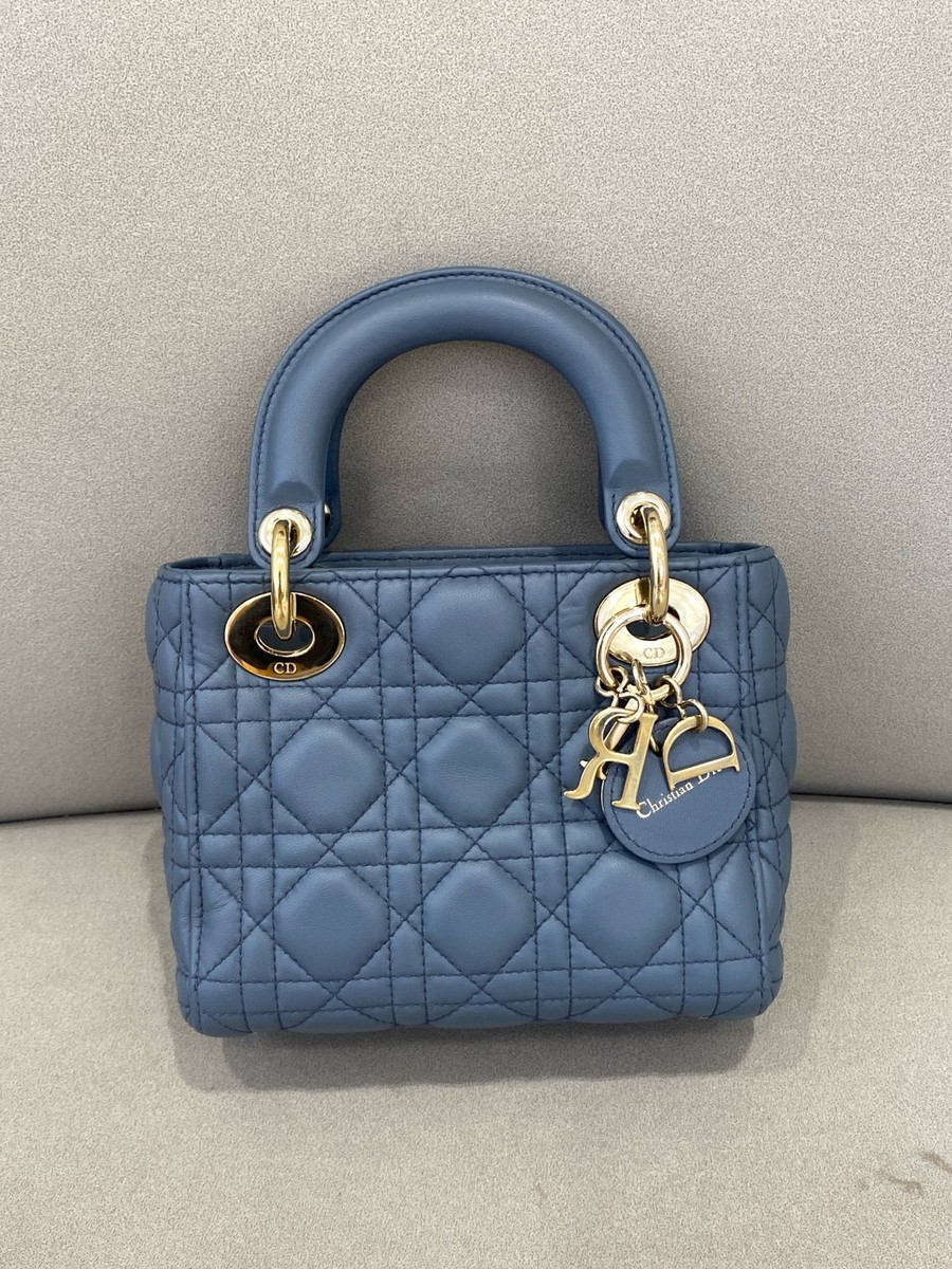 nyalon Dior Lady Dior 3-Grid Lambskin Gold Chain Bag For Women | eBay