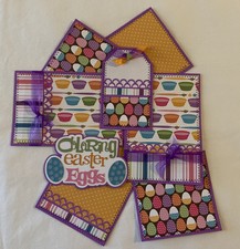COLORING EASTER EGGS Premade Scrapbook Page Mat Set SEWN