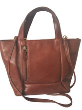 HIDESIGN Handbag Brown Tan Leather small size 2 Handle and 1 long cross body str