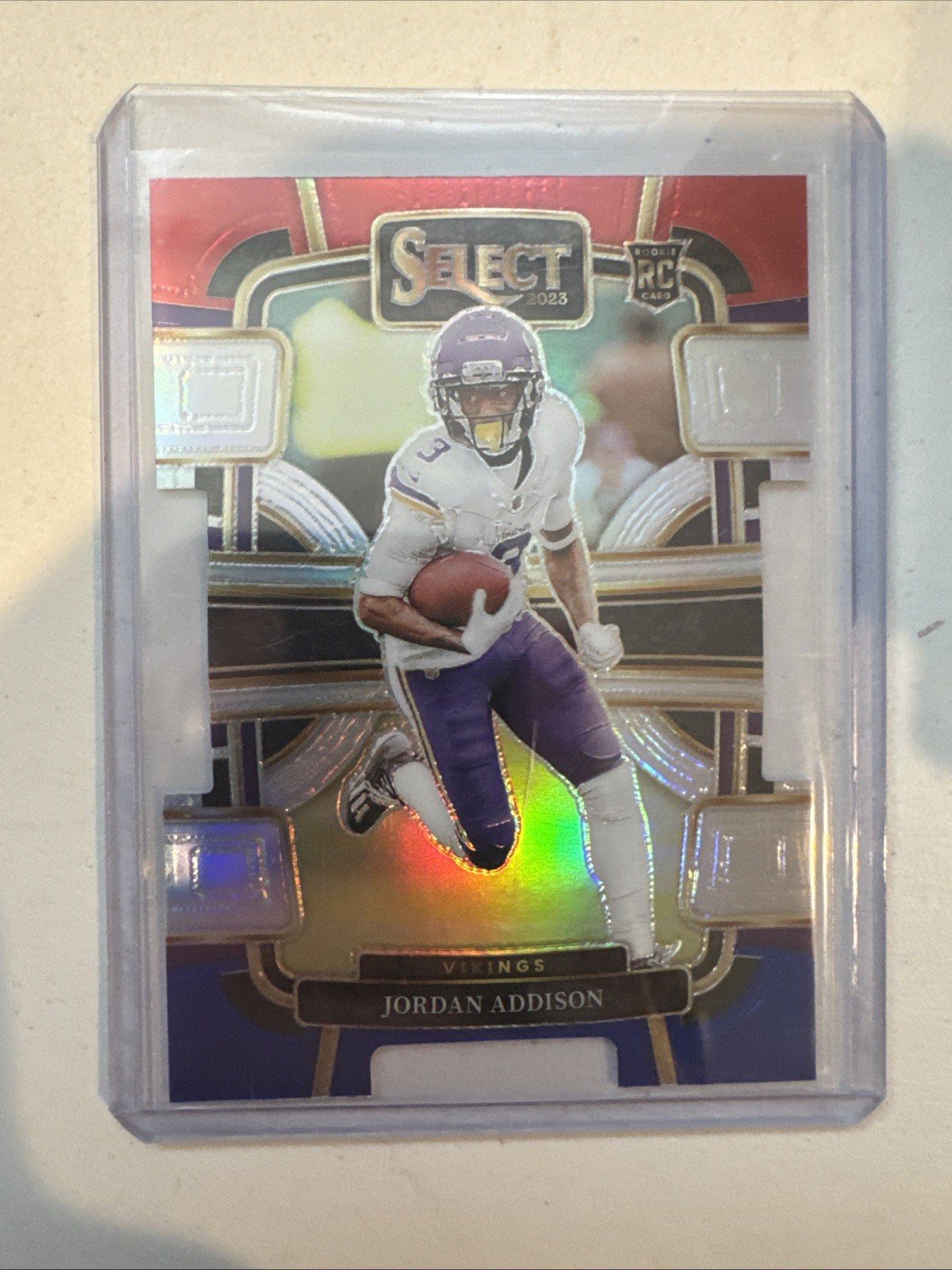 2023 Panini Select - Concourse Jordan Addison #66 Red & Blue Prizm Die-Cut #2877