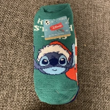 Disney Stitch Christmas Fuzzy No Show Socks 3 Pairs New