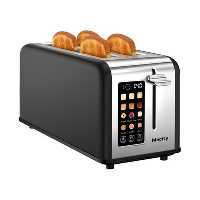 4 Slice Toaster with Touchscreen Long Slot, Stainless Steel Bread Toaster for...