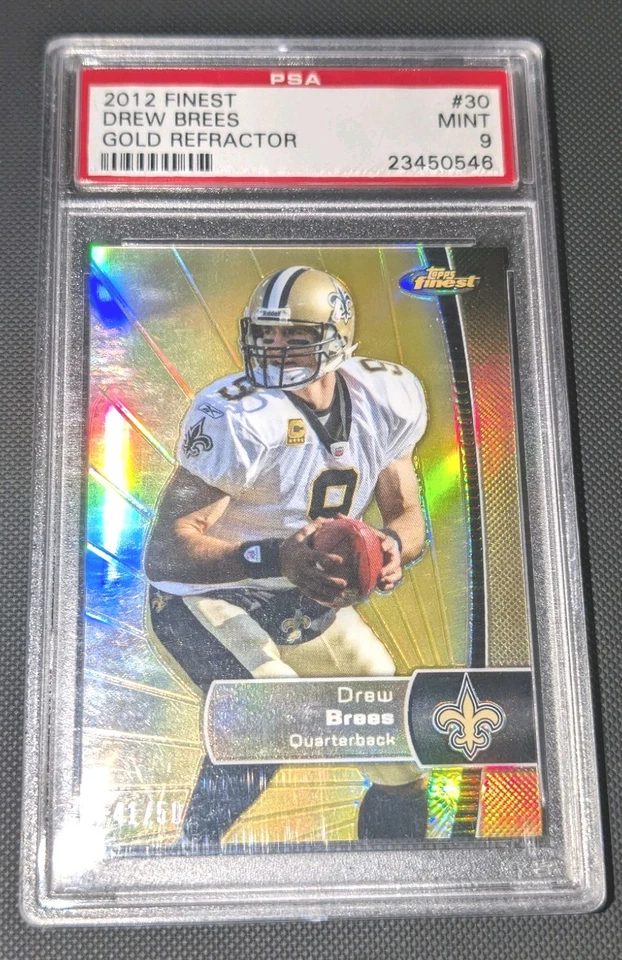 2012 Topps Finest Drew Brees #30 Gold Refractor #14/50 PSA 9 New Orleans Saints  - Image 2 of 4