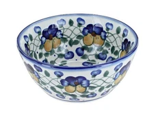 Blue Rose Polish Pottery Pansies Cereal/Soup Bowl