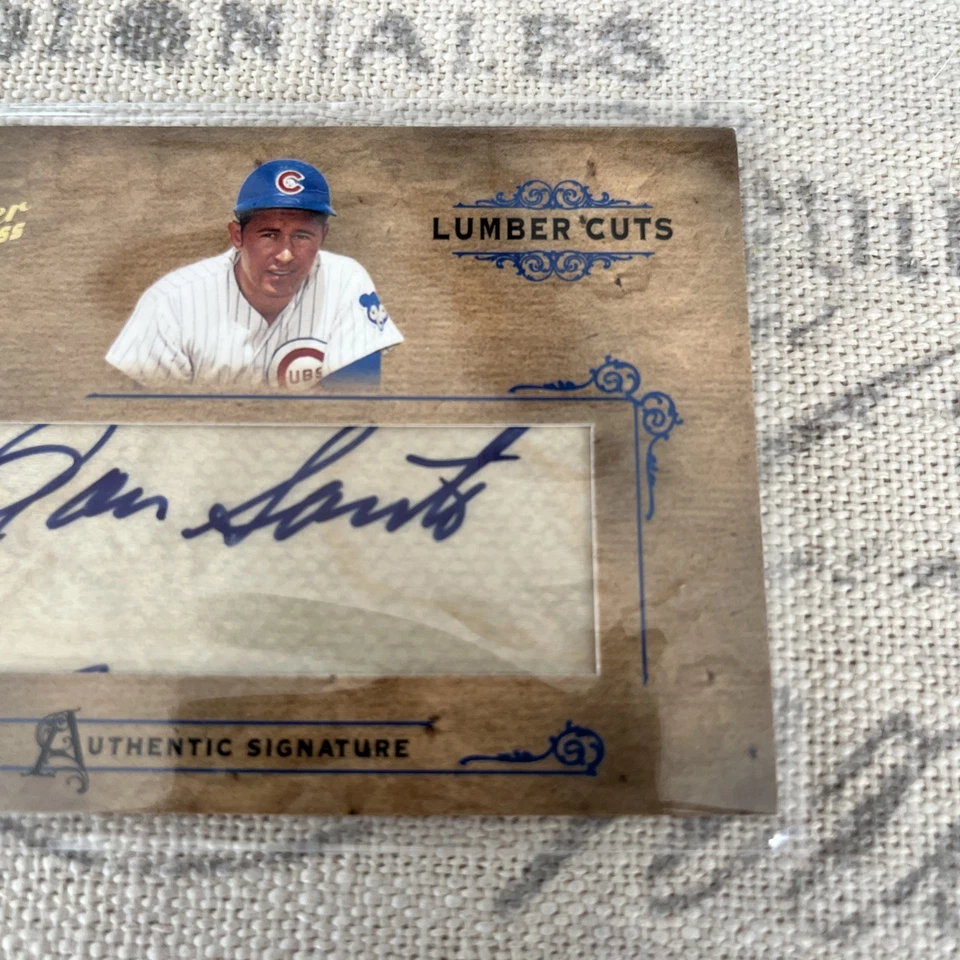 Autógrafo de murciélago de cuero y madera 2004 Ron Santo Cubs firma 25/224 patio Foto 3 de 4