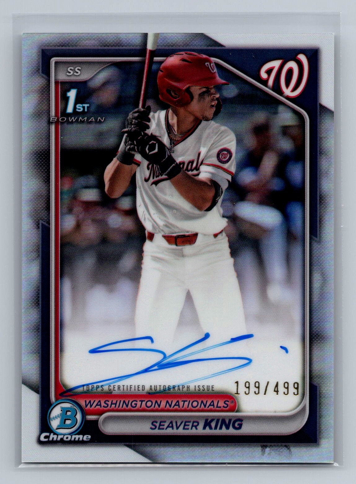 Seaver King 2024 Bowman Draft Chrome Prospect Autographs Refractor #/499 1st