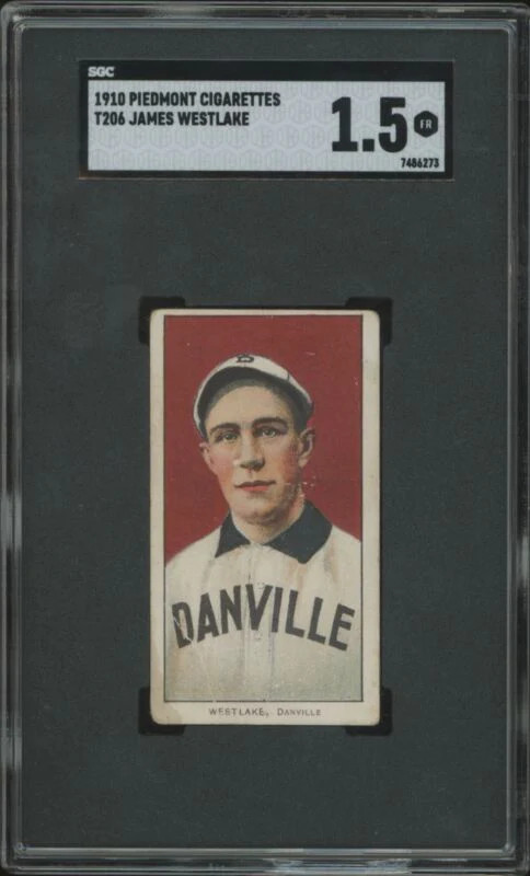1909 T206 JAMES WESTLAKE FAIR PIEDMONT S50 SL SGC 1.5 BASEBALL DANVILLE RED SOX