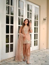 New Designer Silk Kurta Palazzo With Dupatta For Wedding  Party Wear