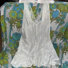 Vtg Adonna White Satin Bridal Chemise Sz Large Nightgown Slip Lace Nightie Slip