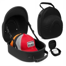 Hat Case with Headphone Case – Hard Hat Case for Baseball Caps with Handle & ...