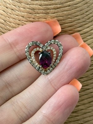 Le Vian 14K Rotgold Himbeer Granat & Schokolade Diamant Doppel Herz Anhänger