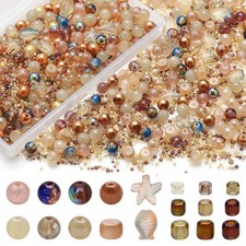 Rired 27 760pcs Mixed Glass Beads for Jewelry Making, 8MM Brown Large,