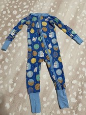 Little Sleepies Blue Cookies Milk Zippy 6-12 Months Bamboo Pajamas