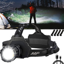 Rechargeable LED Headlamp 100000 Lumen, Super Bright Head Lamp Flashlight 5 Mode