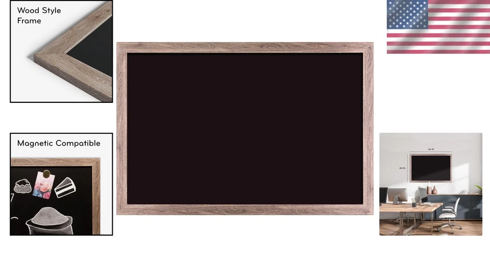 Large Magnetic Chalkboard, 24x36, Rustic Frame - Image 2 of 4