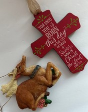 Christian Christmas Ornaments Cross Religious Ornament Lot of 2 Scripture