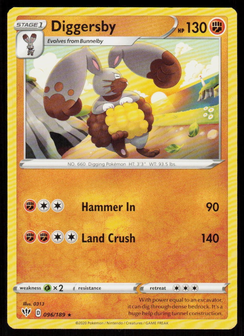 Diggersby 096/189 Rare Darkness Ablaze Pokemon Near Mint