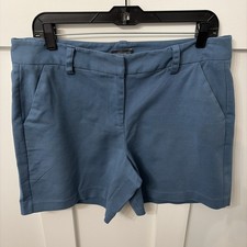 Vince Camuto Slate Blue Flat Front Shorts-Size 12-Slash Pockets-stretch