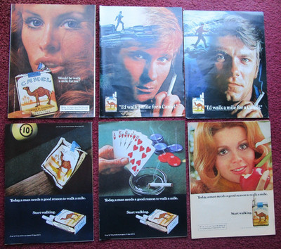Lot of 6 Diff CAMEL Cigarettes Tobacco Print Ads ~ Walk a Mile for a Camel