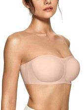 Womens Strapless Bras Jelly Push Up Bandeau Bra Non Slip Wireless Supportive ...