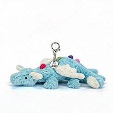 Jellycat Sky Dragon Bag Charm Soft Plush Keychain Baby Blue White Wings