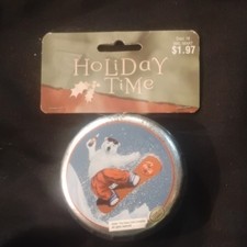 Coca-Cola Polar Bear Snowboard Holiday Ornament 2001 Silver Orange White