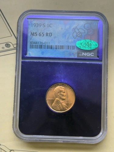 1939-S Lincoln Wheat Cent NGC MS65 RD CAC Brilliant Lustre!!