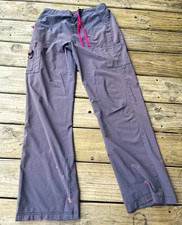 Carhartt Women s Medical Scrub Pants M Gray Solid Twill Drawstring Poly/Spandex