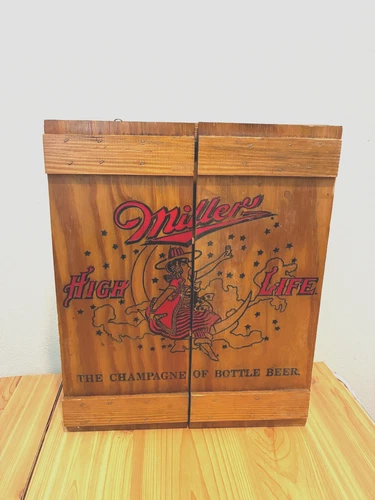 Vintage Miller High Life Beer Wall Hanging Crate Cabinet Wood Box Cassette