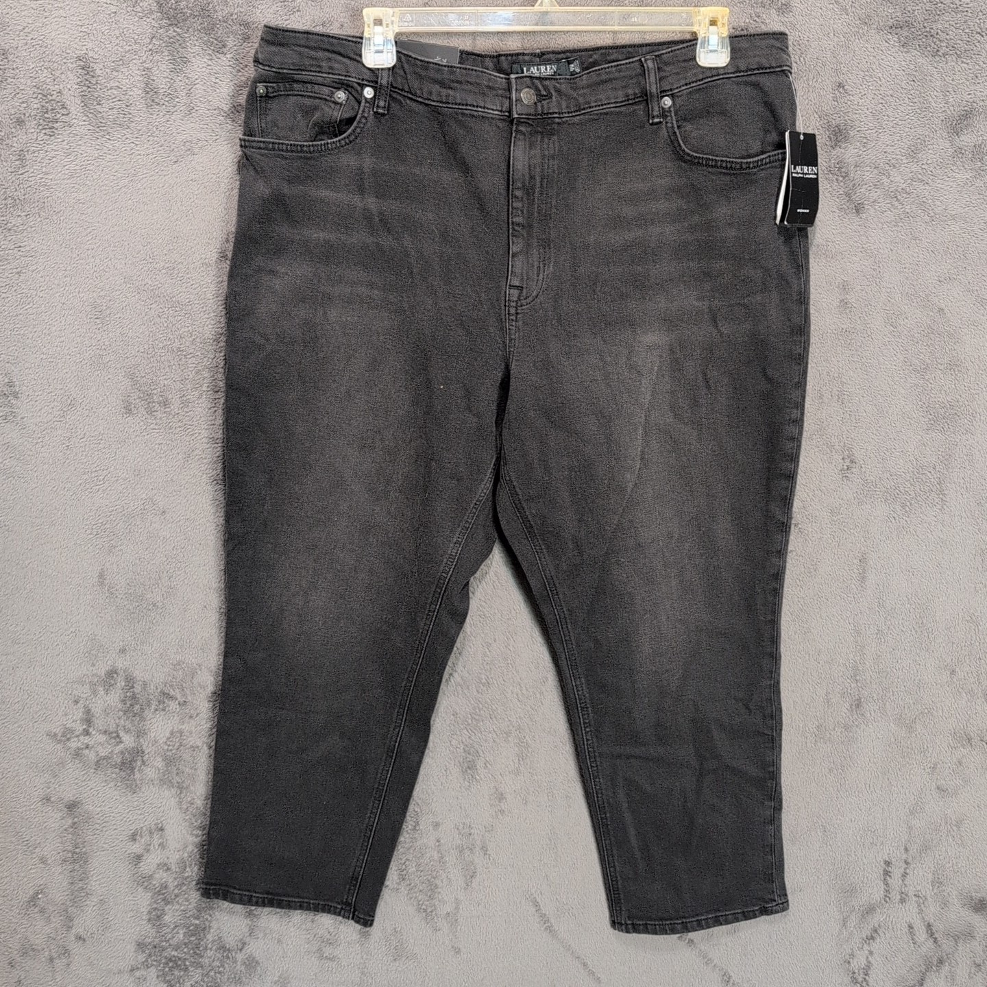 Lauren Ralph Lauren Jeans Womens Plus 22W Black Straight Ankle Stretch Ladies