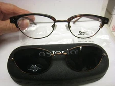 Revolution Eyeglass DEMO Frame W/ Magnet sun shade  REV749 TBKB 49-18-140 w/case