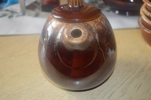 HULL BROWN DRIP OVEN PROOF USA TEA POT WITH LID 6 1/2" - Picture 4 of 9