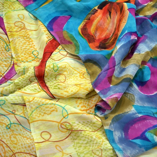Indian Vintage Sari Multi Pure Georgette Silk Printed Sarees Sewing 5yd Fabric - Picture 23 of 24
