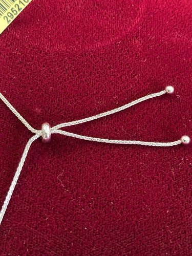 .925 Sterling Silver 2mm Square Bead Bolo Bracelet adj. to 9" - Picture 3 of 8