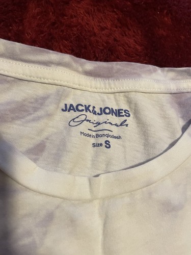 Mens Small Jack & Jones Tie Dye Cotton Tee in Lavender & White - Picture 3 of 4