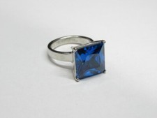 PASSIO ring, 925 sterling silver, cubic zirconia blue stone size 6