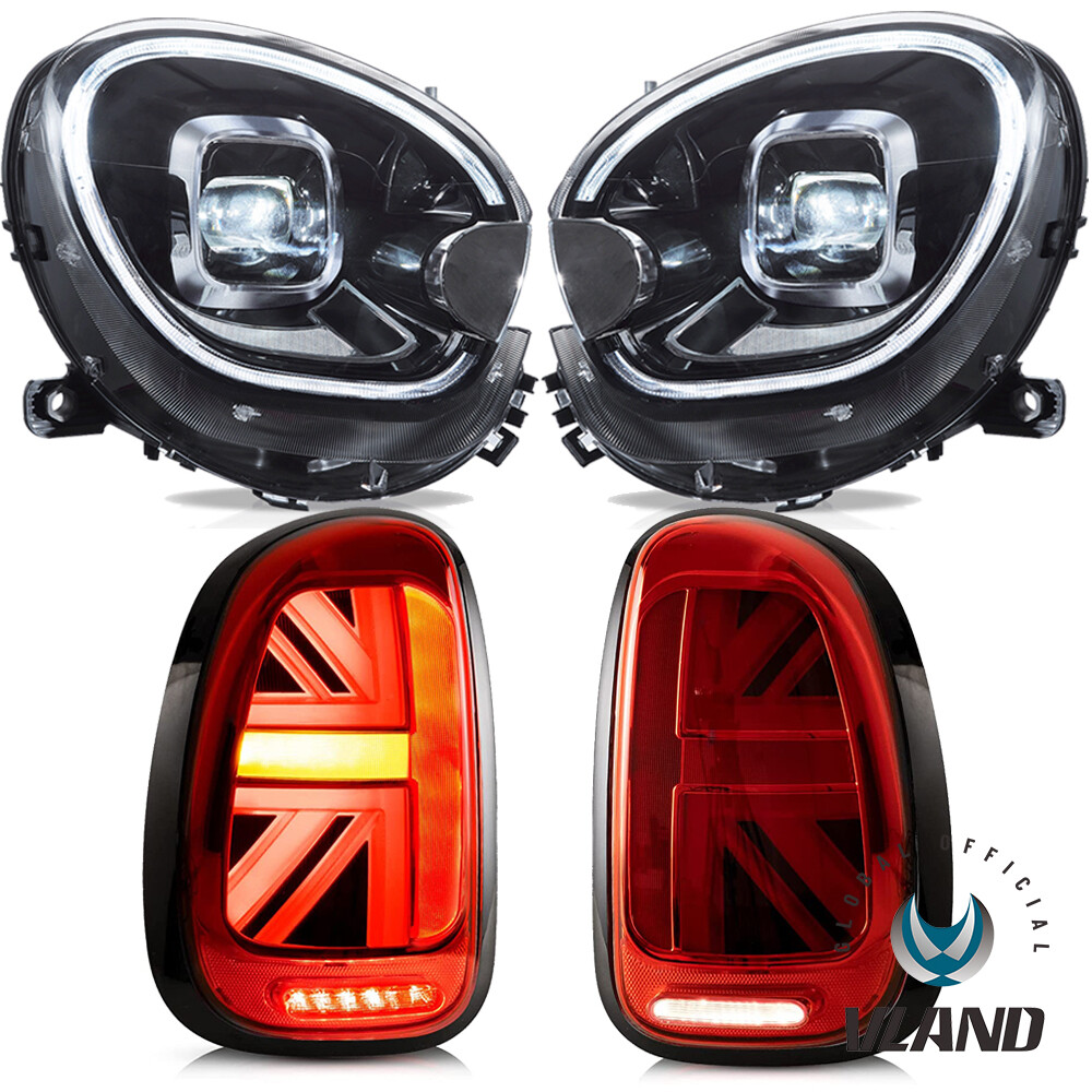 VLAND FULL LED Headlights+Red Taillights For 2010-16 Mini Cooper Countryman R60